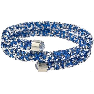 Melady Kralen Armband Ø6-7cm (2mm) Blauw Glas Rond Armband Dames