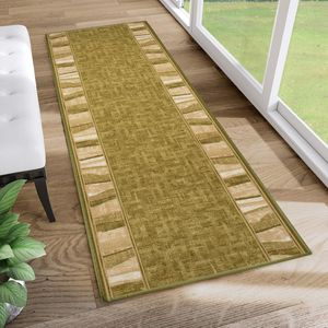 Tapiso Antislip Rubber Mat Loper Groen Woonkamer Slaapkamer Hal Klassiek Modern Rubbermat Maat- 80x1300
