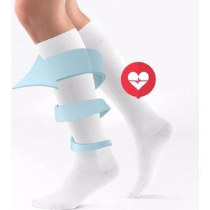 Compressiekousen / Steunkousen - Elastische Hardloop / Sport / Vliegtuig Compressie Sokken - Running Travel Sock - Reissokken / Reis Kousen - Heren/Dames - Wit