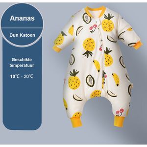 Winter Baby Slaapzak met Benen - Ananas - Geel - 3.5 TOG - baby height 100-110cm - Lange mouwen - Afneembare Mouw - Jumpsuit - Pajamas - Meisjes - Kinderen - 2 jaar - Gift - Cadeau