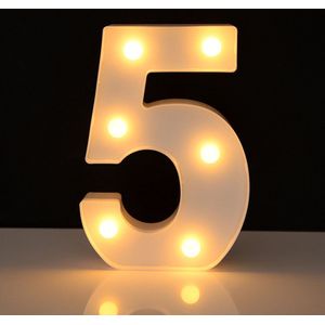 Lichtgevend Cijfer 5 - 22 cm - Wit - LED