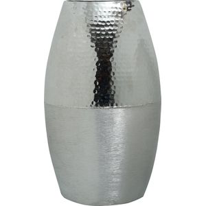 PTMD Vaas zilver geborsteld met glanzend gehamerd aluminium pot L - 44 hoog