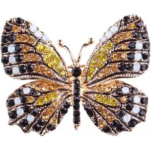 Zelto - Broche - Luxe Vlinder - Bruin - Geel - Zwart - Wit-Broche Boetiek