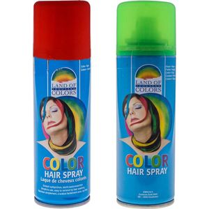 Goodmark haarverf/haarspray set van 2x flacons van 120 ml - Rood en Groen - Carnaval verkleed spullen - Haar kleuren