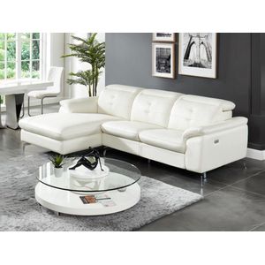 Vente-unique Relax hoekbank elektrisch van buffelleer LISMORE - Wit - Hoek links
