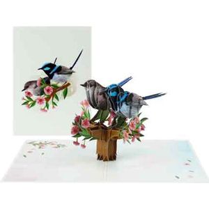 Wenskaart Kiriori 3D - Vogeltjes Boompje - met Envelop