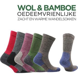 Norfolk - Merino wol en Bamboe mix Wandelsokken - Outdoor Zacht en Warme Sokken Heren met Demping - Merino wollen sokken - Strech+ Extra Wijde Sokken - Zwart - Maat 43-46 - Alfie