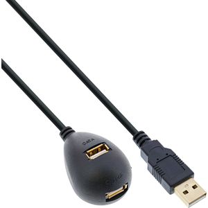 Premium USB naar 2x USB docking kabel - USB2.0 - tot 1A / zwart - 2 meter