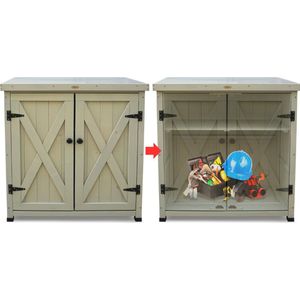 Tuinkast Hout - Tuinkist - Tuinkasten voor Buiten - Tuinberging - 60x130x150cm - Bruin met Groen Dak