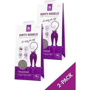 Dirty Rebels kattenbakvulling Geurloos - 2-pack (2x10 L) - klontvormend - Hoge kwaliteit - Geurbestendig