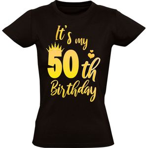 Happy Birthday Goud 50 jaar Dames T-shirt - verjaardag - cadeau - feest