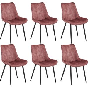 Colenis® - Verta Eetkamerstoel - Set Van 6 - Roze - Adoré Velvet - Industrieel