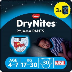 DryNites luierbroekjes - jongens - 4 tot 7 jaar (17 - 30 kg) - 30 stuks - voordeelverpakking