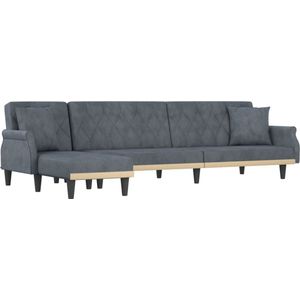 vidaXL L-vormige Slaapbank Fluweel Donkergrijs Slaapbank - Hoekbank - Lounge Set - Velvet Sofa - Grijs Meubilair