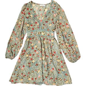 Bisou's project zomerse jurk met paisley print groen Maat Small