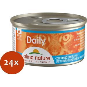Almo Nature Natvoer voor Katten - Daily Menu Mousse - Glutenvrij - Graanvrij - 24 x 85g - Mousse met Tonijn & Kabeljauw - 24 x 85 gram