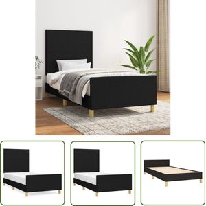 vidaXL Bedframe - 80x200 cm - Stof - Zwart Bed Frame - Boxspring - Hoofdbord - Zwarte Bedbank - Tweepersoons Bed