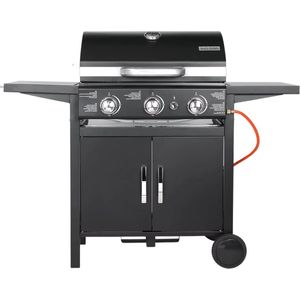 Propaangas BBQ-Grill met 3 Branders - Gas barbecue - Gietijzeren Roosters, Impulsontsteking & Thermometer