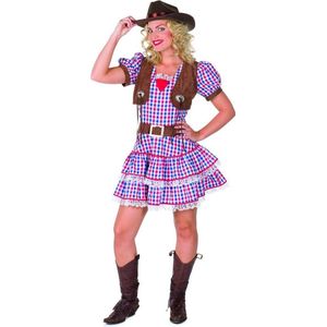 Wilbers & Wilbers - Cowboy & Cowgirl Kostuum - Bont En Blauwe Stoere Cowgirl - Vrouw - Multicolor - Maat 44 - Carnavalskleding - Verkleedkleding