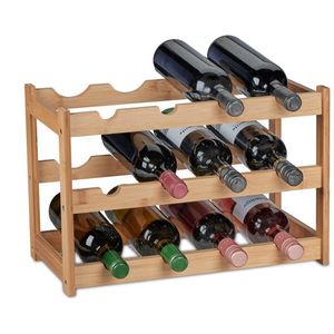 Relaxdays wijnrek voor 12 flessen - flessenstandaard - drankrek - staand - bamboe
