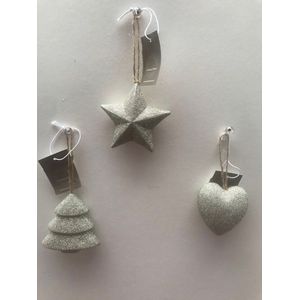 Set van 3 goudkleurige ornamenten champagne glitter kerstboomhangers