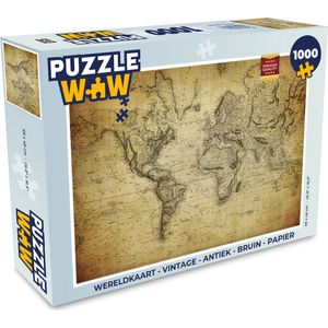 Puzzel Wereldkaart - Vintage - Antiek - Bruin - Papier - Legpuzzel - Puzzel 1000 stukjes volwassenen