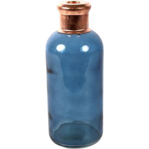 Countryfield Bloemenvaas Firm Bottle - transparant blauw/koper - glas - D11 x H27 cm