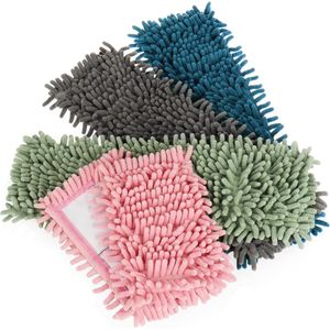 4 x vervangende overtrek voor vloerwissers, wisserovertrek van microvezel chenille voor grondige reiniging, dweilovertrek voor vloerreiniging, 4 stuks, blauw/roze/groen/grijs