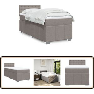 vidaXL Boxspring 90x190 cm met Matras en Topmatras Boxspring - Bed - Tweepersoonsbed - Taupe - Boxspring Frame