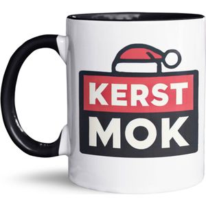 NietMokken.nl - Grappige Kerst Mok - Kerstmok 325 ml - Met Tekst ""KERST MOK"" en Kerstmuts - Bedrukt aan beide zijden - Beker/Tas voor Koffie en Thee - Leuk als Cadeau voor Koffieliefhebbers - Zwarte variant - Kerstcadeau Idee - 11 oz