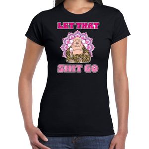 Bellatio Decorations foute party t-shirt dames - boeddha rose - zwart - carnaval/themafeest outfit XS