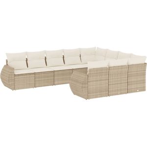 vidaXL 10-delige Loungeset met kussens beige
