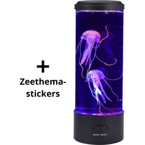 Jellyfish Lamp – LED Lavalamp met Kwallen en Zeethema Stickers – Kleuren Nachtlampje voor Kinderen en Volwassenen – 16 Lichtstanden – Tafellamp – Sfeerlamp