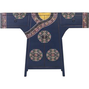 Fine Asianliving Chinese Kimono Kast Handgeschilderd Midnight Blauw B120xD35xH87cm Chinese Meubels Oosterse Kast