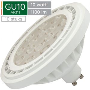 Spectrum GU10 LED Spot AR111 - 10 Watt - 230V - 1100 Lumen - 3000K Warm wit - Gezellig licht - Energiezuinig - 10 stuks