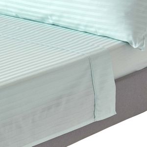 Homescapes - Damast laken zonder elastiek 178 x 255 cm, aqua - 100% Egyptisch katoen