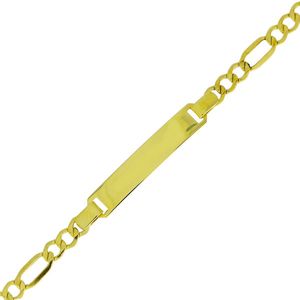 Gouden Kinderarmband Graveerplaat Figaro Gratis Graveren 14 cm 14 karaats