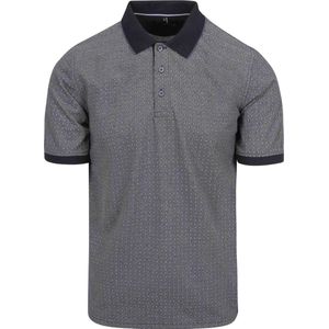 Casa Moda - Polo Print Grijs Blauw - Regular-fit - Heren Poloshirt Maat M