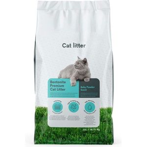 Klonterende Kattenbakvulling Met Babypoedergeur - 25L - Hoge Absorptie & Geurcontrole - Zuinig En Langdurig - Niet Aan Poten Klevend