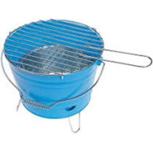 Barrel Barbecue Grill - Blauw of rood - Metaal - 27 x 23 cm - handig voor op reis - picknick - balkon - bbq