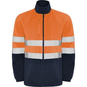 High Visisbility Fleecejas Navy Blauw / Fluor Oranje XL, met reflecterende strepen merk Roly