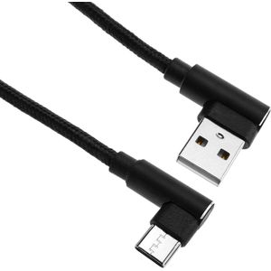 BeMatik - Kabel USB A 2.0 haaks op USB C haaks 5m gevlochten