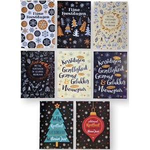 40 Luxe Kerst- en Nieuwjaarskaarten 8 x 5 dubbele kaarten met enveloppen - serie Letters