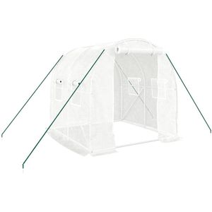 vidaXL Tuinkas 4 m² met Stalen Frame - Wit Broeikas - Greenhouse - Plastic Serre - Tuingereedschap - Moestuintuinen