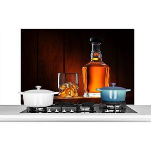 Spatscherm keuken 100x65 cm - Kookplaat achterwand Whiskey - Fles - Karaf - Muurbeschermer - Spatwand fornuis - Hoogwaardig aluminium