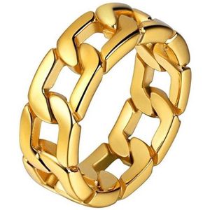 Edelstaal heren ring Cuban Link Goudkleurig-21mm