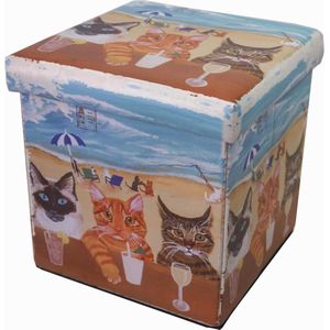 Zitzak opbergdoos - voor kinderen en volwassenen - 39 x 39 x 39 cm - decoratieve vierkante zitzak met deksel