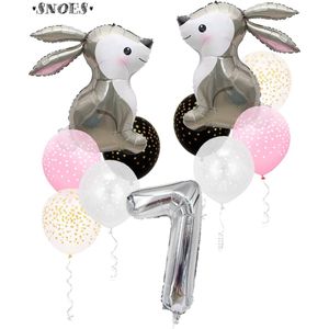 Snoes Bosdier Konijn Sweet Rabbit Ballonnen Set 7 Jaar - Verjaardag Versiering - Kinderfeestje