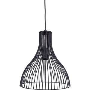 Relaxdays hanglamp draad - plafondlamp - E27- uittrekbaar - woonkamerlamp - metaal - zwart