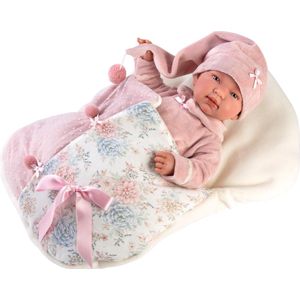 Llorens soft body babypop 44 cm met geluid slaapzak en speen